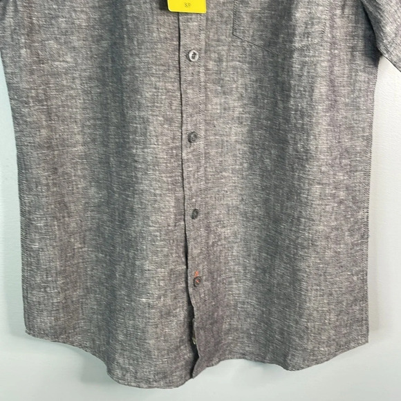 WEATHERPROOF NWT Mens Linen Grey Mix Short Sleeve Button Down Shirt Preppy S - Picture 6 of 14